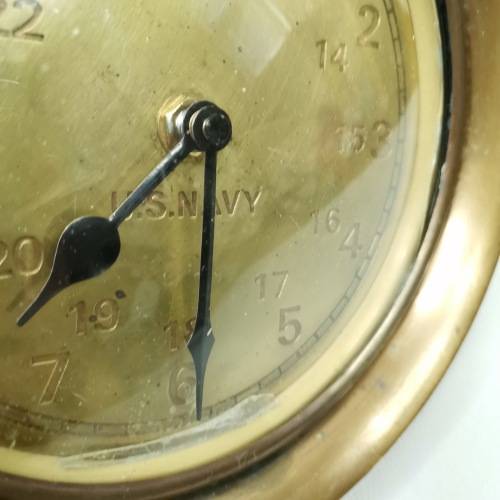 RARE VINTAGE US NAVY BRASS CLOCK 22CM TALL!!!