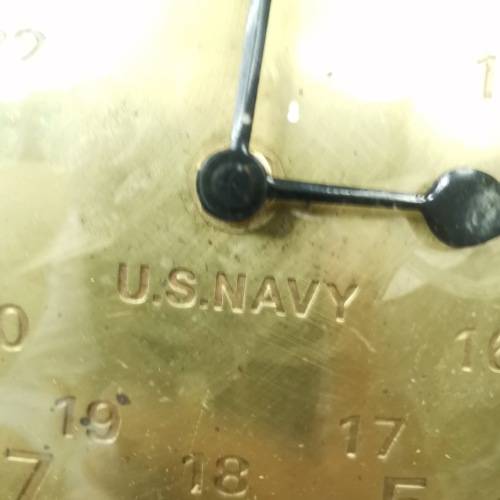 RARE VINTAGE US NAVY BRASS CLOCK 22CM TALL!!!