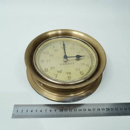 RARE VINTAGE US NAVY BRASS CLOCK 22CM TALL!!!
