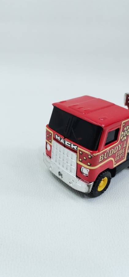 VINTAGE BUDDY L FIRE TRUCK AND TRAILER MADE IN JAPAN TIN PLATE AND PLASTIC