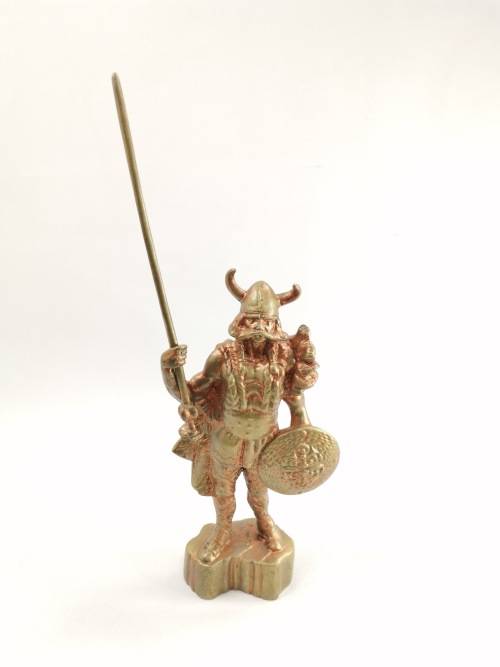 RARE LARGE SOLID BRASS VIKINGS SCULPTURE WEIGHT 4KG