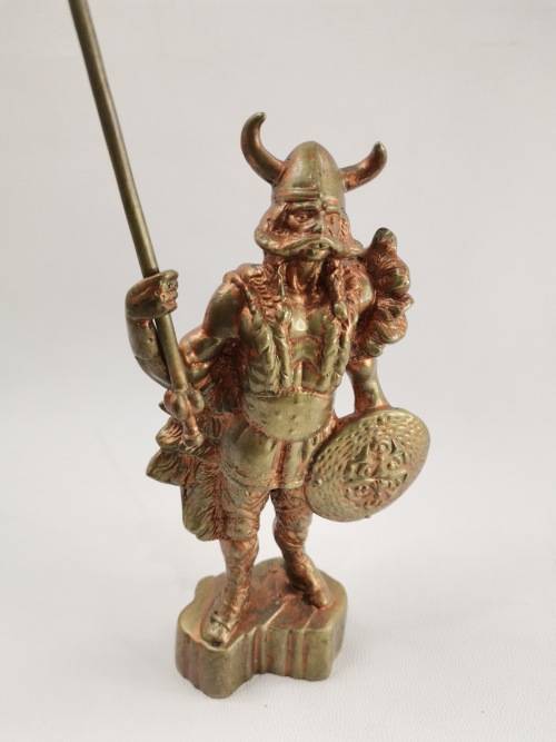 RARE LARGE SOLID BRASS VIKINGS SCULPTURE WEIGHT 4KG