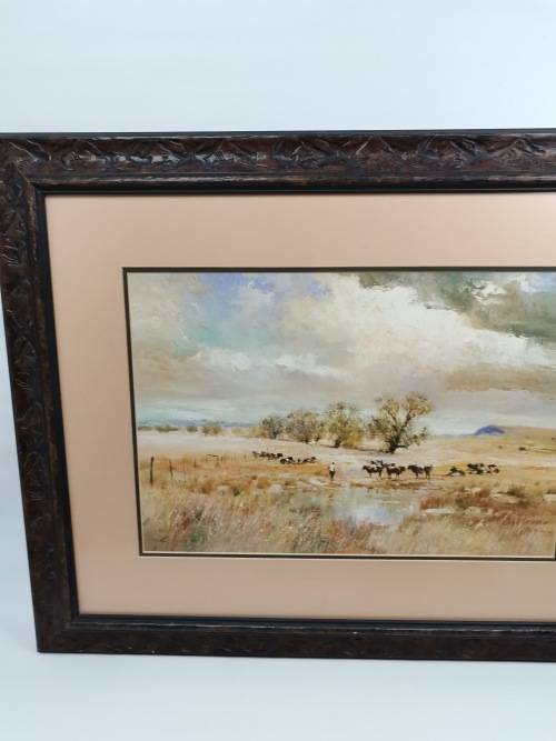 LARGE CHRIS TUGWELL BEAUTIFUL WOODEN FRAMED PRINT SIZE 80CM X 65CM!!!!