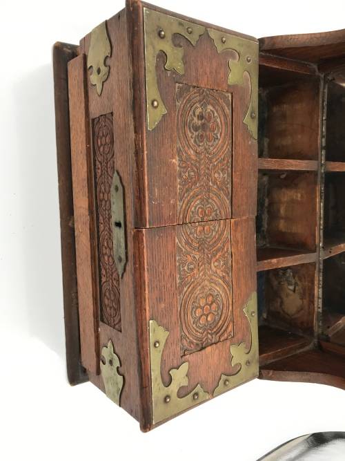 STUNNING LARGE VINTAGE WOODEN AND BRASS BOX 34CM TALL !!!