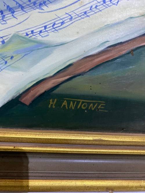 STUNNING VINTAGE ORIGINAL OIL ON BOARD PAINTING SIGNED H ANTONE SIZE 76CM X 66CM LARGE !!!!
