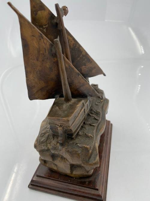 BRONZE BORTOLOMUE DIAS 1488-1988 SHIP SOLID 24CM TALL !!!!