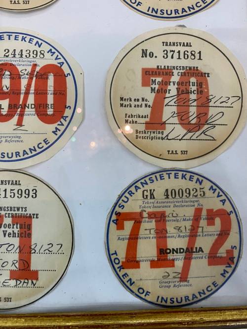 RARE COLLECTION PF CLEARANCE CERTIFICATE OF VINTAGE CARS FRAMED 36CM X 32CM FRAMED !!!