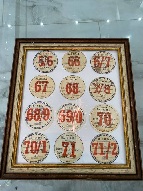RARE COLLECTION PF CLEARANCE CERTIFICATE OF VINTAGE CARS FRAMED 36CM X 32CM FRAMED !!!