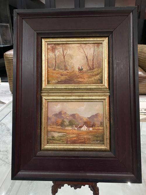 Two beautiful June Tucket oil paintings bid for both size 42x 57 cm