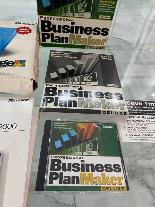 Vintage Microsoft font page and Business plan maker bid for all