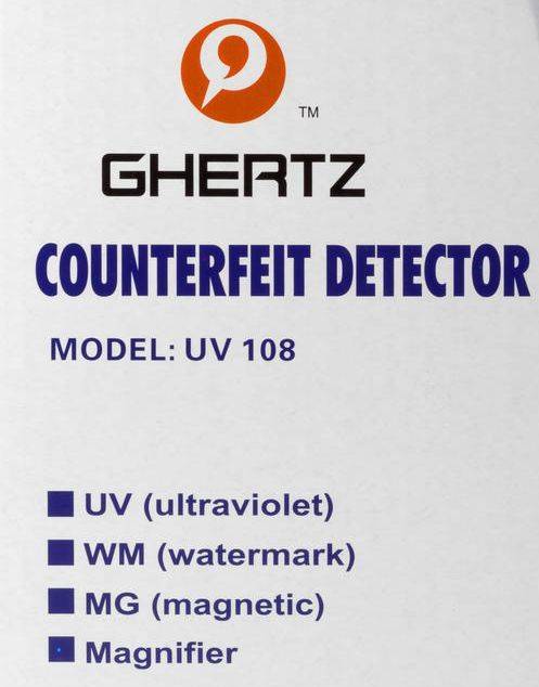 GHERTZ Fake Money Cash Detector with UV Blue Lamp