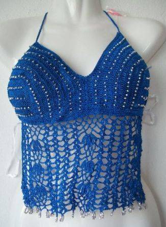 Beaded Crochet Top -  size 34/38