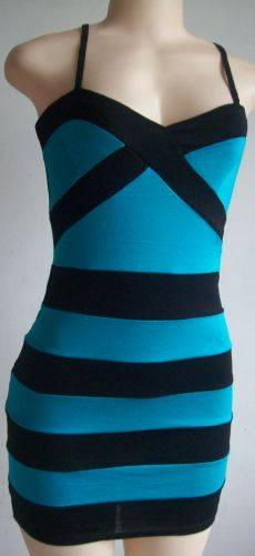 Black And Blue Striped Dress. Size 34