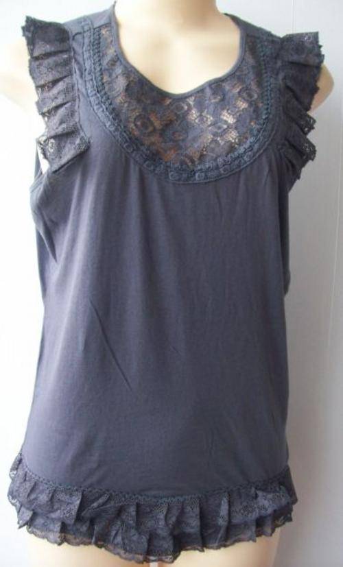Grey Top With Lace Detail . Size 34