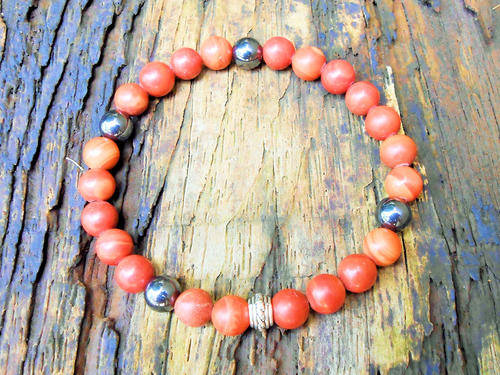 MEN'S ROOT BASE CHAKRA BRACELET Red Jasper and Haematite