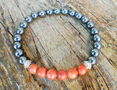 MEN'S ROOT BASE CHAKRA BRACELET Red Jasper and Haematite