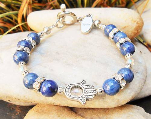 HAMSA HAND BRACELET WITH LAPIS LAZULI