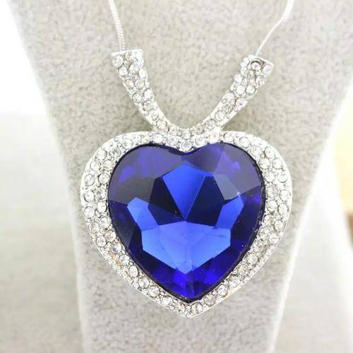 Titanic Inspired Big Sapphire Blue The Ocean of The Heart Necklace