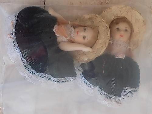 Pack of Two Small Porcelain Dolls with Movable Joints
