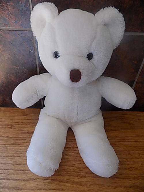Good Size Snow White Bear with Brown Nose & Black Eyes