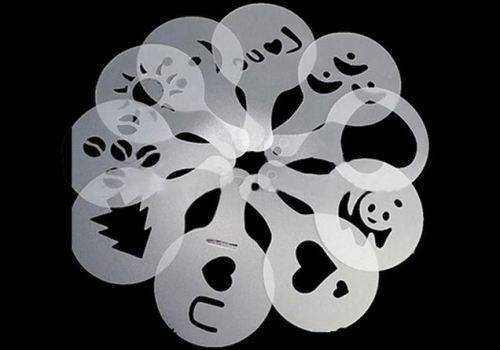 (Local) 16pc Cappuccino Coffee Barista Stencil Template Duster
