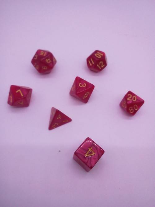 Sale - Red (Gold Numbers) D&D Dungeons and Dragons 7pc Dice Set