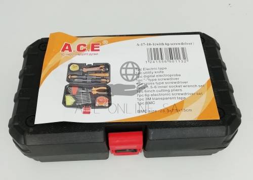 25 Piece Toolbox with Pliers, Spanners, Tape Measure etc.