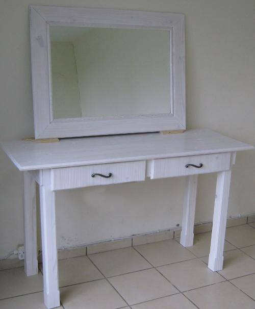 Beautiful White Dressing Table With Matching Wall Hung Mirror