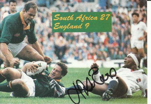 POSTCARD SIGNED BY SA FLYHALF HENNIE LE ROUX