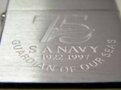 GENUINE ZIPPO - SA NAVY 1922 - 1997 - Guardian of our Seas - 5 x 3.5cm