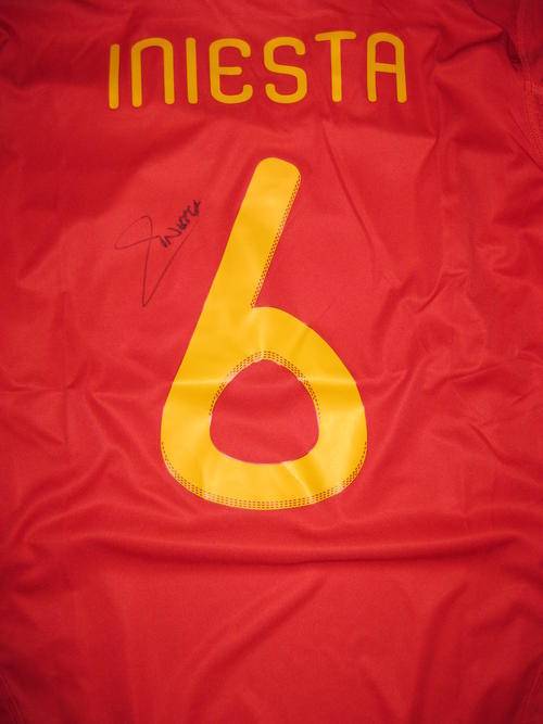 Andres Iniesta signed Spain World Cup home shirt WOW