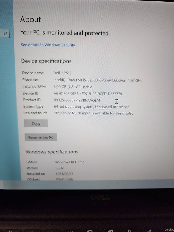 Dell XPS 13 9370 Laptop | 8th Gen i5 | 8GB RAM | 256GB NVMe |