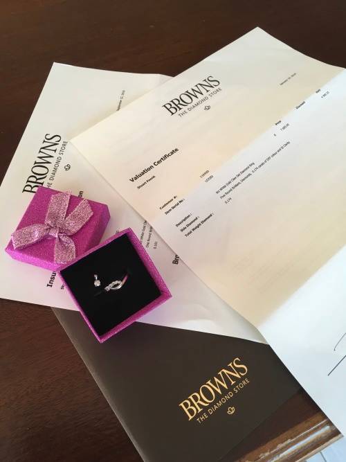 BROWNS 9k White Gold Diamond Ring and 18k Pendant Set - Certificate Included