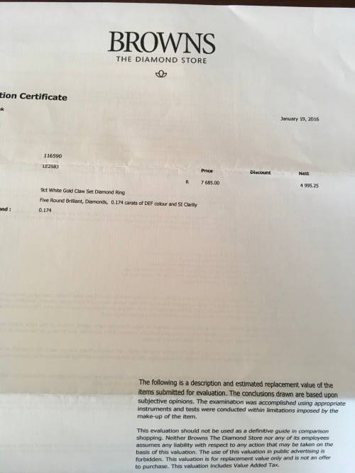 BROWNS 9k White Gold Diamond Ring and 18k Pendant Set - Certificate Included