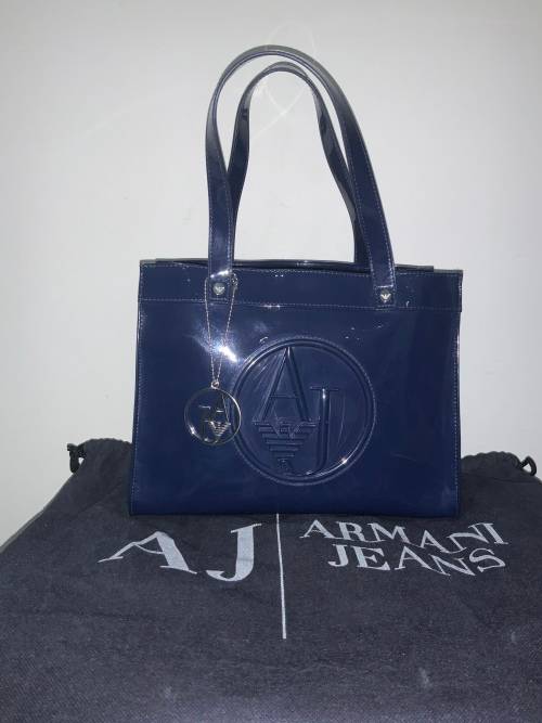 Armani Jeans Logo Patent Tote
