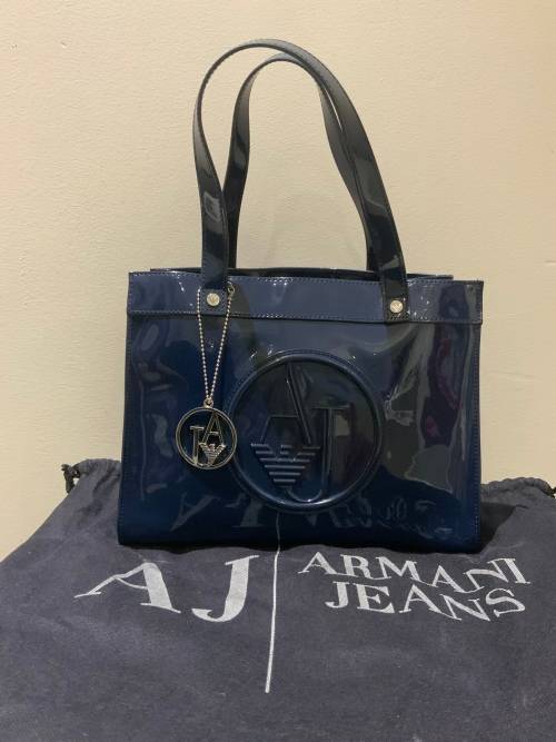 Armani Jeans Logo Patent Tote