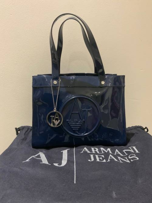Armani Jeans Logo Patent Tote