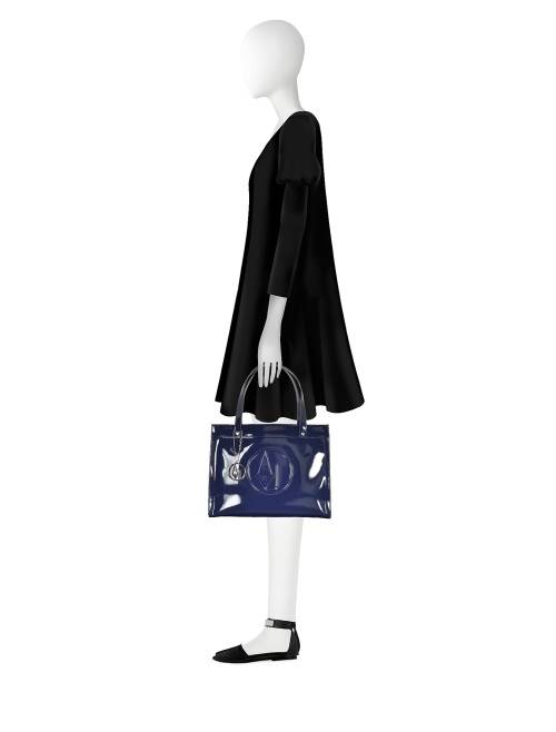 Armani Jeans Logo Patent Tote
