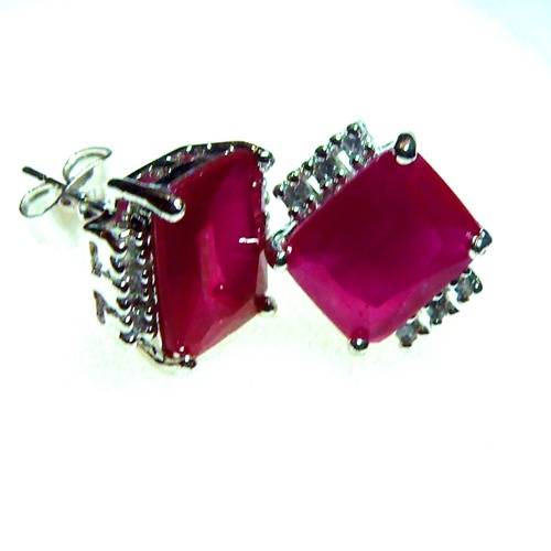 ADORABLE SILVER EARRINGS WITH RUBY GEMSTONE