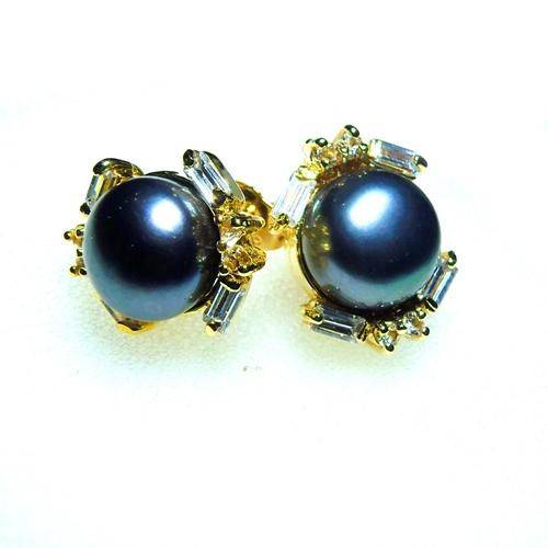 ELEGANT EARRINGS WITH FRESH WATER BLACK PEARL