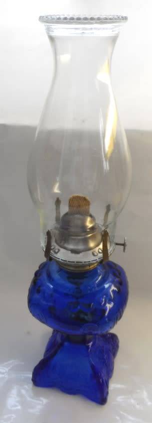 COBALT BLUE MOULDED GLASS PARAFFIN LAMP