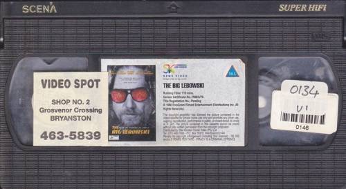 VHS CASSETTE : ` THE BIG LEBOWSKI ` FROM THE CREATOR OF FARGO   DIRECTED BY ROGER DEAKINS ASC