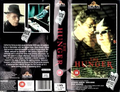 VHS CASSETTE ` THE HUNGER ` 1983 A  RICHARD SHEPHARD PRODUCTION with  DAVID BOWIE ,CATHERINE DENEUVE