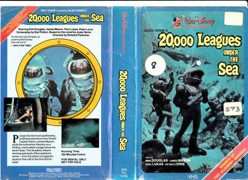 VHS CASSETTE : ` JULES VERNE`S  20,000 LEAGUES UNDER THE SEA `  KIRK DOUGLAS, JAMES MASON