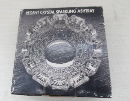 VINTAGE REGENT CLEAR-CUT, SPARKLING , LEAD CRYSTAL ASHTRAY  NEW  IN THE ORIGINAL PACKAGING BOX
