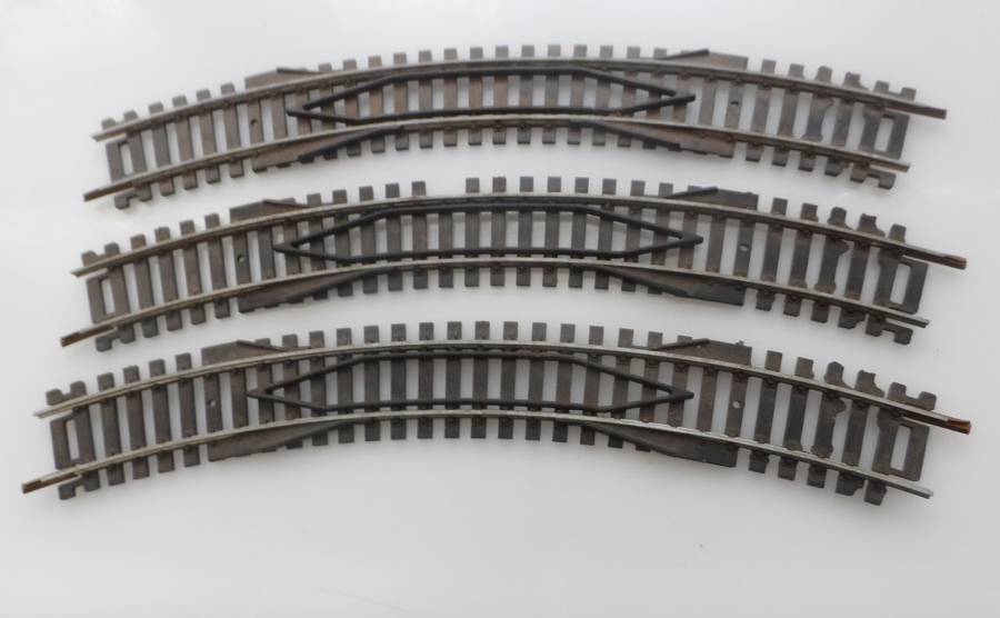 HO RAIL TRACKs , LIMA ITALY , 3 X RE-RAILERS 210 mm /  8 1/4 ins  , R360 , < 36 deg.