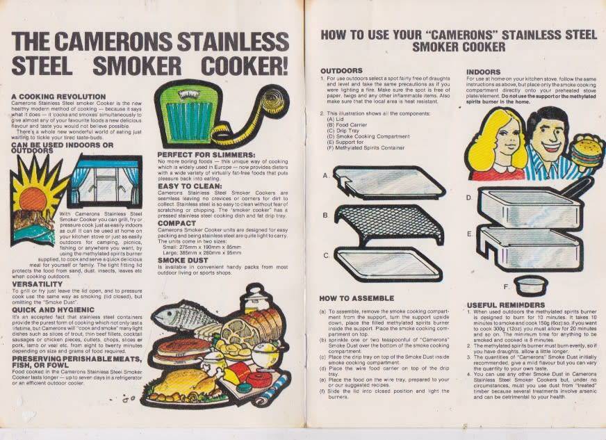 CAMERONS  STAINLESS STEEL  SMOKER BOX MADE IN S.A by CAMERONS , PREVIOUSLY  OWNED , WITH MANUAL
