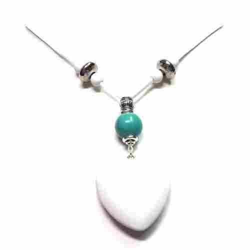 Necklace, European style Necklace long, big wooden heart and Turquoise Howlite Necklace