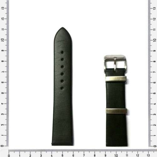 Strap, 20mm watch strap / genuine leather strap, black mat/ stainless steel / Strap made in Germany