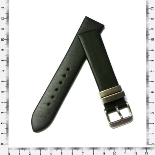 Strap, 20mm watch strap / genuine leather strap, black mat/ stainless steel / Strap made in Germany